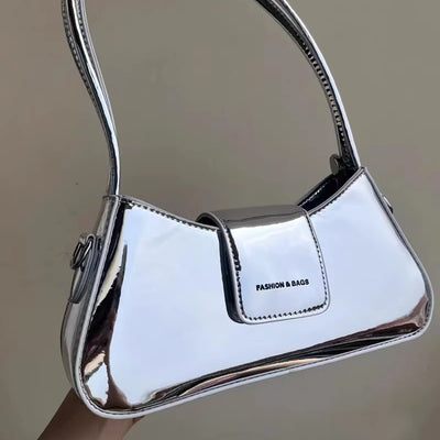 Silver Lacquer Luxury Shoulder Bag